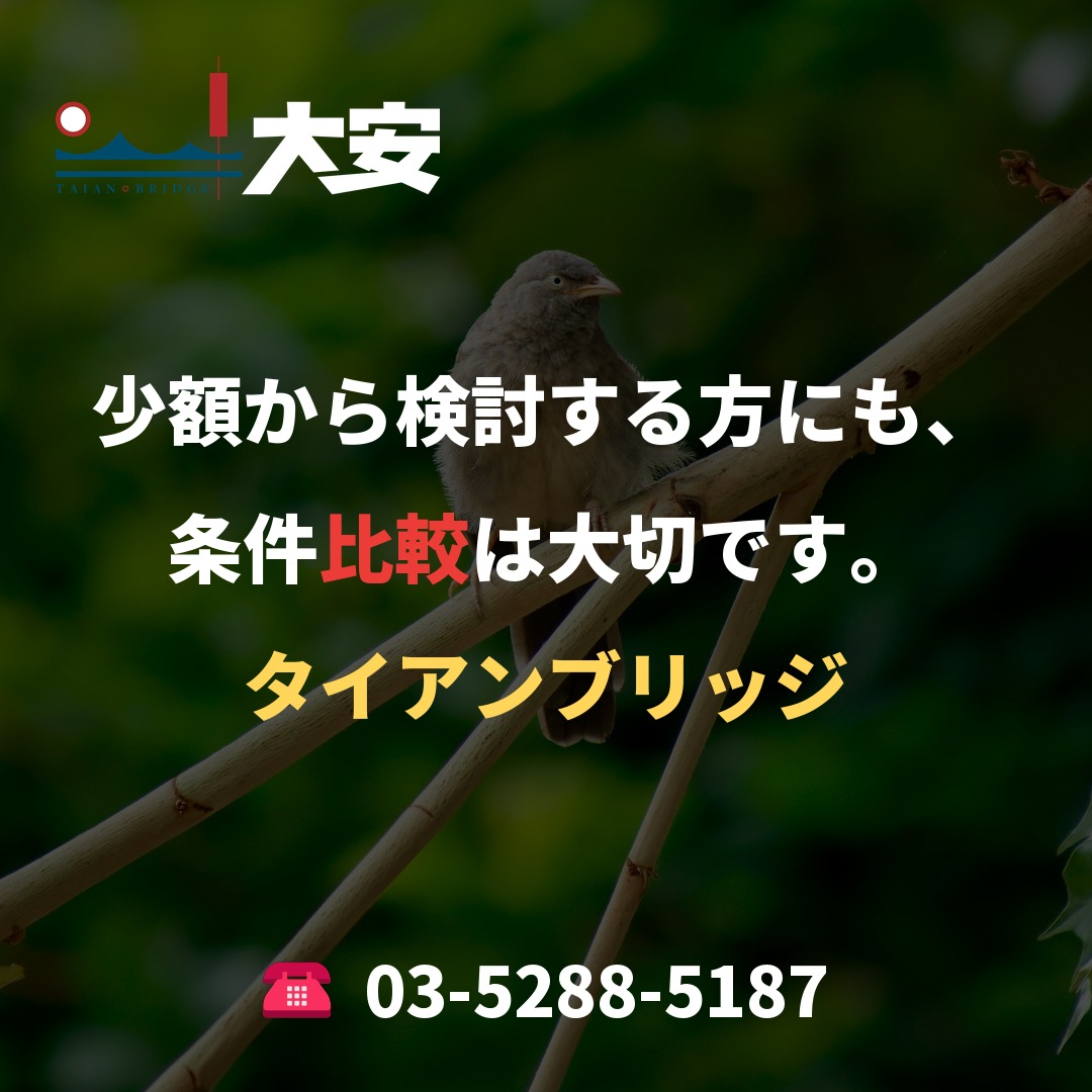 少額から検討する方にも、条件比較は大切です。|タイアンブリッジ