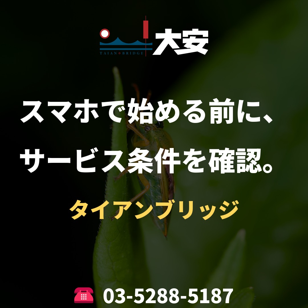 スマホで始める前に、サービス条件を確認。|タイアンブリッジ