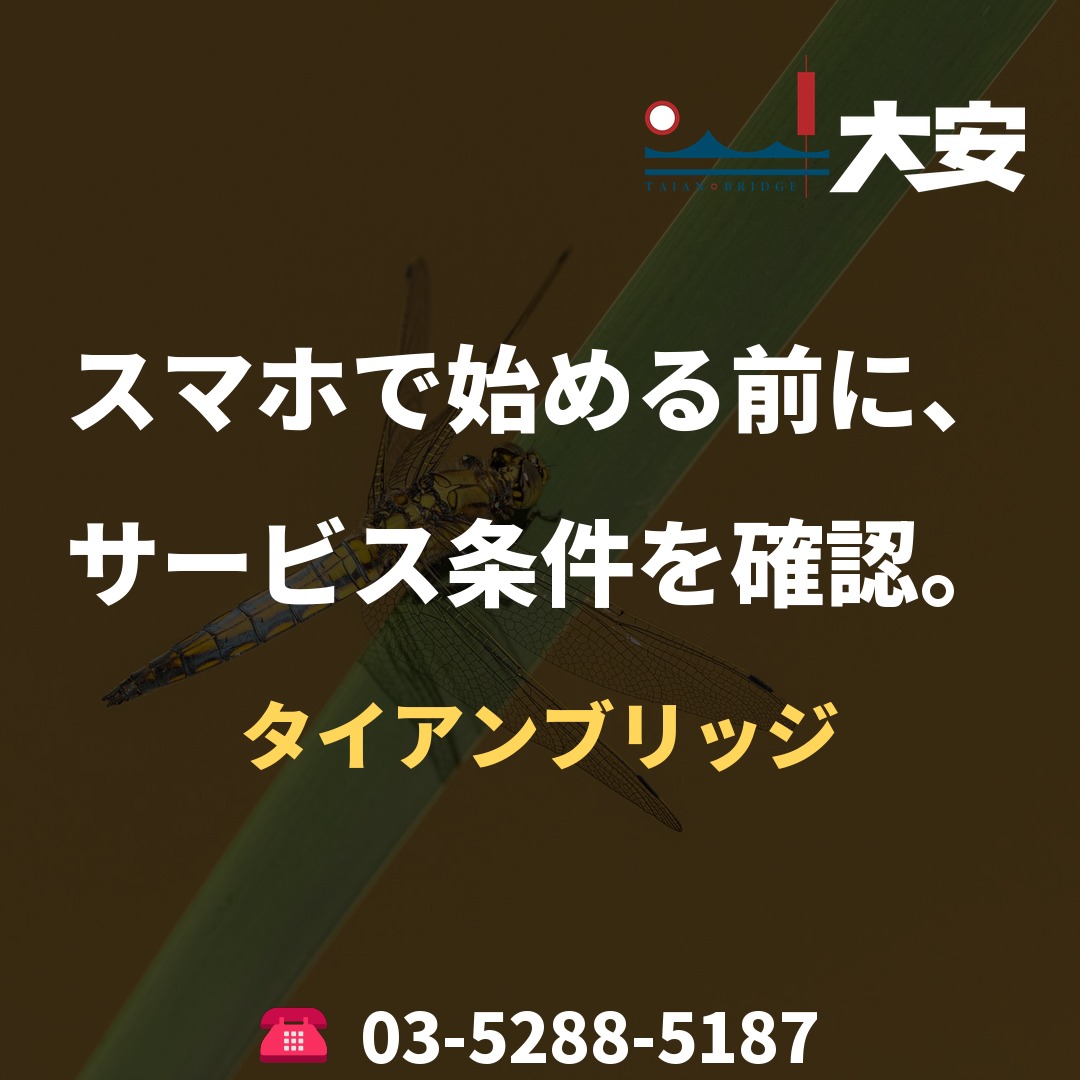 スマホで始める前に、サービス条件を確認。|タイアンブリッジ