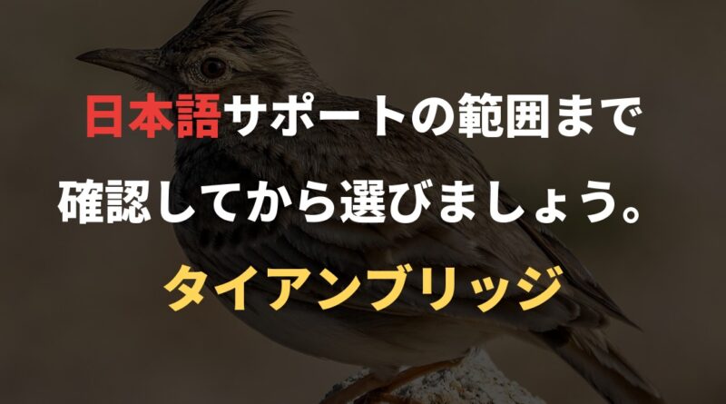 日本語サポートの範囲まで確認してから選びましょう。｜タイアンブリッジ