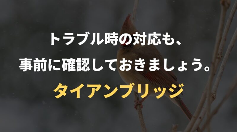 トラブル時の対応も、事前に確認しておきましょう。｜タイアンブリッジ