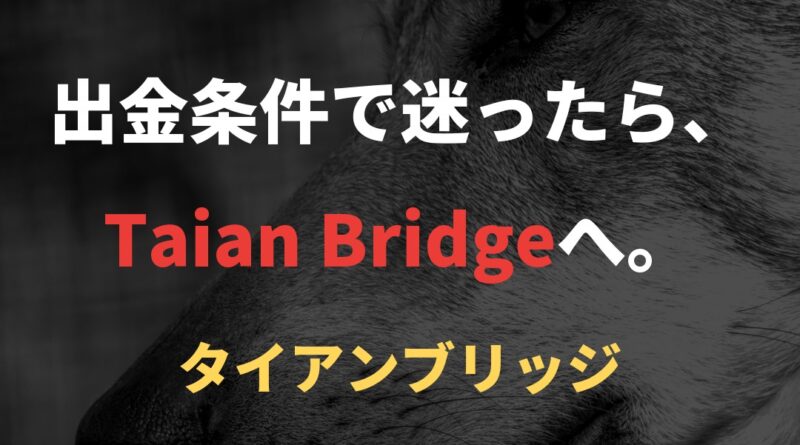 出金条件で迷ったら、Taian Bridgeへ。