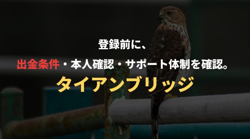 登録前に、出金条件・本人確認・サポート体制を確認。｜タイアンブリッジ
