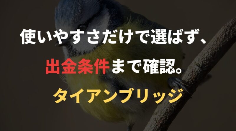 使いやすさだけで選ばず、出金条件まで確認。｜タイアンブリッジ