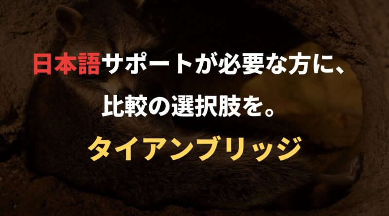 日本語サポートが必要な方に、比較の選択肢を。｜タイアンブリッジ