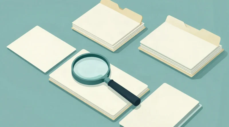 比較カードと書類を並べ、投資信託の費用を同じ条件で確認するイメージ